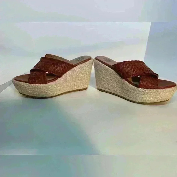 Vintage Foundry Co Lorie Espadrille Wedge Sandal Leather Style VFL254 Cognac 7.5 - Picture 8 of 11